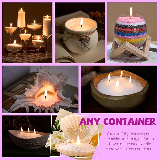 Pearled Candle Sand Wax Making Kit Refillable Pearled Wax with 1lb White and 700g 7 Colors 50 Wicks Scented Candle Supplies for Halloween, Christmas, Wedding, Home Decor