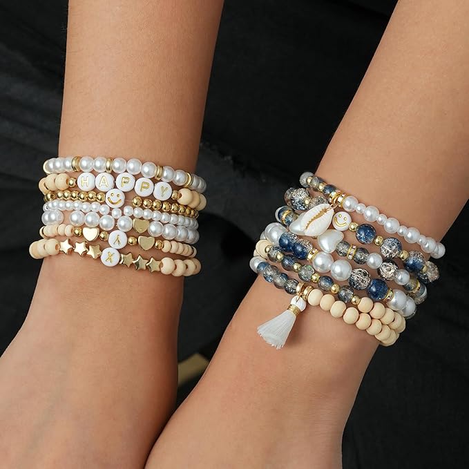 Xylise 6mm/8mm Crackle Glass Beads Bracelet Making Kit Crystal Glass Beads Jewelry Making Kit, Friendship Bracelet kit for DIY Crafts Gifts