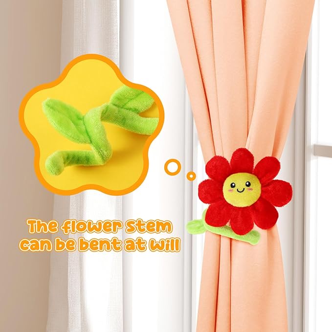 10 Pcs Plush Smile Flower Stuffed Bendable Stems Plush Bouquet Toy Soft Flower 12.6 Inch for Christmas 2025 Mother's Day Girl Girlfriend Wife(Lovely Style)