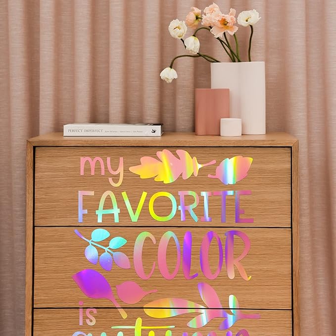 GIRAFVYINL Holographic Pink Permanent Vinyl Permanent - 12” X 10FT Glossy Hot Pink Vinyl Permanent for DIY Home and Car Decor, Tumbler