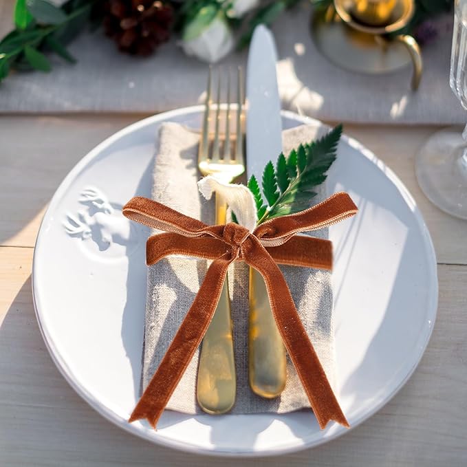 Chuangdi 3/8 Inch, 30 Yard Christmas Ginger Velvet Ribbon Wide Vintage Velvet Ribbons for Christmas Tree Ornaments Flower Bouquets Wedding Wreath Bow Making DIY Craft Choker