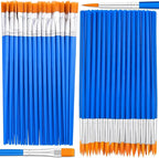 Small Paint Brushes Bulk, Anezus 50 Pcs Flat Tip Paint Brushes with Round Acrylic Paint Brushes Set Craft Brushes for Classroom Acrylic Watercolor Canvas Face Painting Touch Up