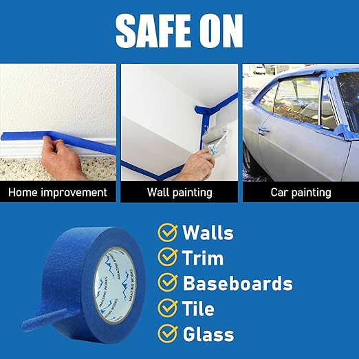10 Rolls Painters Tape 2 inch Wide, General Purpose Blue Painters Tape, 2 Inches X 60 Yards Blue Masking Tape for Indoor and Outdoor Use, Protects Surfaces and Removes Easily, 600 Yards in Total