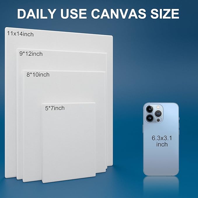 Stretched Canvases for Painting 5x7 Inch 10-Pack, 10 oz Triple Primed Acid-Free 100% Cotton Blank Canvas, Small Canvases for Oil Paint Acrylics Pouring & Wet Art Media