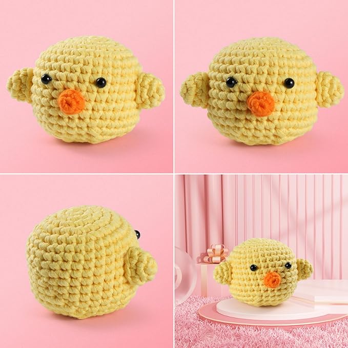 YWQZBHEMO Crochet Kits for Beginners/Experts - All-in-One Learn to Crochet 3 Different Patterns Sets - Chicken, Rabbit, Bee for Adult Starters, Includes Enough Yarns, Hook, Accessories