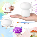 Pasimy 6 Set DIY Ceramic Succulent Planter Pots Paint Your Own Flower Pots Craft Kit Unpainted Bisque Paintable Flowerpot with Brush Palette Ready to Paint for Family Activity Gift(Mushroom)