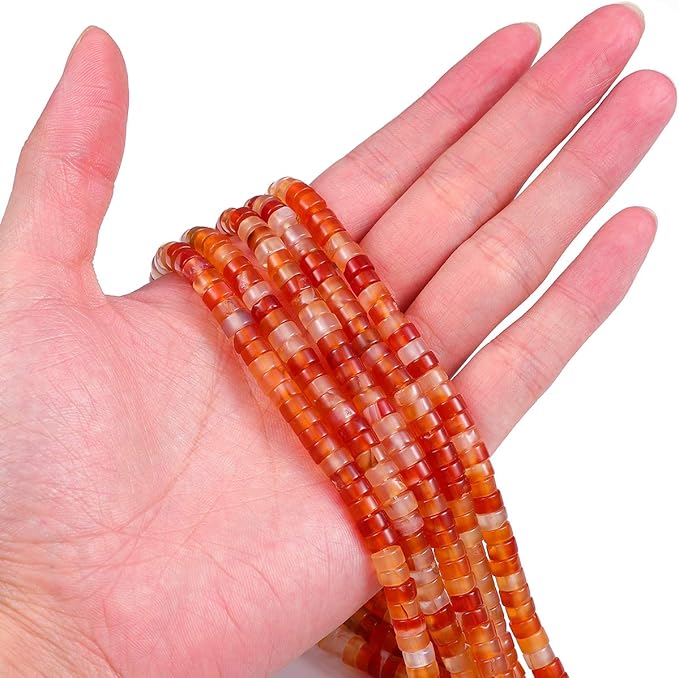 Natural Red Agate Spacer Beads Caps Loose Semi Gemstone for Beading Jewelry Making 6mmx3mm 38cm