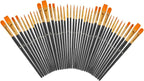 Soucolor Acrylic Paint Brushes Set, 40Pcs Round Pointed Tip Artist Paintbrushes for Acrylic Oil Watercolor Canvas Boards Rock Body Face Nail Art, Halloween Pumpkin Ceramic Crafts Supplies, Black