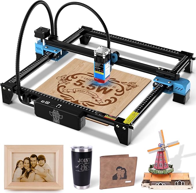 Twotrees TTS-55 Pro Laser Engraver 5.5W Laser Engraving Machine,Laser Cutter,500 mm/s Speed,0.08mm Laser Spot Engraver Machine for DIY,Wood,Metal,Acrylic,Glass,Stainless Steel