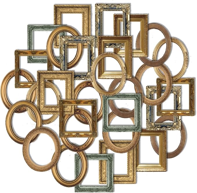 30Pcs Vintage Scrapbook Paper Photo Frame for Scrapbooking Junk Journal Collage Diary Embellishment DIY Photo Album DIY Craft Decoration, 10 Patterns (YSDC6)