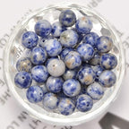 NCB 100pcs Natural Stone Beads 8mm Round Genuine Real Stone Beading Loose Gemstone DIY Charm Smooth Beads for Bracelet Necklace Jewelry Making (Blue Spot Jasper, 8mm 100Beads)