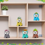 Pasimy 6 Set DIY Ceramic Succulent Planter Pots Paint Your Own Flower Pots Craft Kit Unpainted Bisque Paintable Flowerpot with Brush Palette Ready to Paint for Family Activity Gift(Sloth)