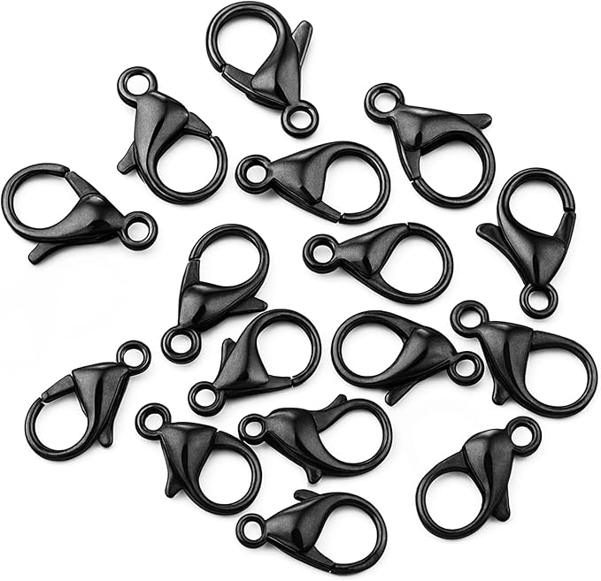 Mandala Crafts 16mm Black Stainless Steel Lobster Clasps for Jewelry Making - 25 PCs SS Lobster Claw Clasps with Jump Rings Jewelry Findings Kit for Necklaces Bracelets Charms Fasteners
