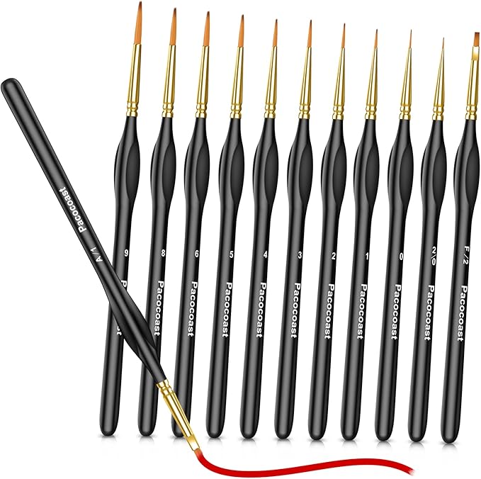 Detail Paint Brushes Set, 12PC Miniature Brushes for Fine Detailing & Art Painting, Small Tiny Paint Brush Perfect for Acrylic, Paint by Number, Craft, Models (Black)