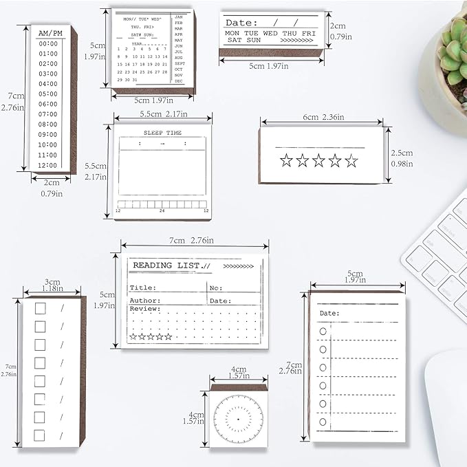 Rancco 18 Pcs Journal Stamps w/Ink Pad, 4 Set Bujo Stamp Calendar Planner Stencil for Journal DIY, to Do List, Tasks, Month Week Dates Organizer, Scrapbooking Craft, Enhance and Simplify Your Planner