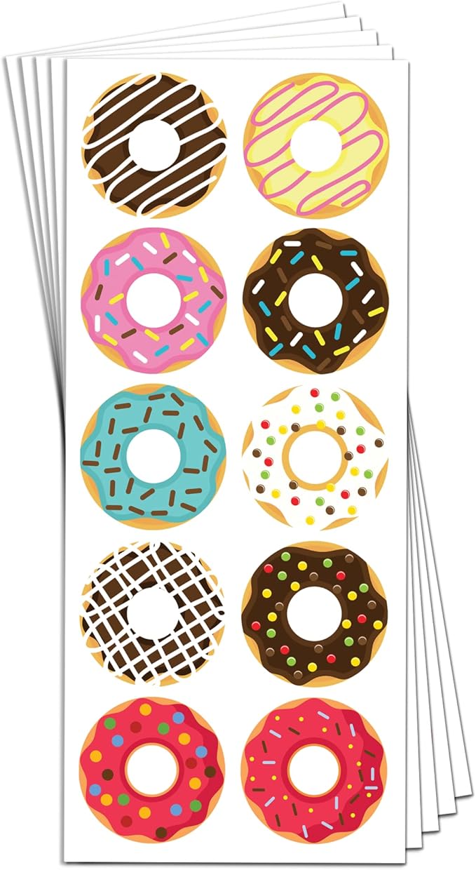 40 Sheets - Donut Stickers for Party Favors - 400 Stickers, 1.5"