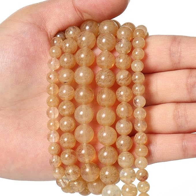 45pcs 8mm Natural Stone Beads Gold Rutilated Quartz Beads Crystal Gemstone for Jewelry Making, DIY Bracelet Necklace