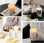 CONNOO 8 Pack 14 OZ Empty White Glass Candle Jars for Making Candles with Bamboo Lids and Sticky Labels, Bulk Candle Jars for Making Candles - Spice, Powder Containers.