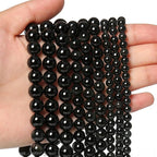 35pcs 10mm Natural Stone Beads Black Obsidian Beads Crystal Gemstone for Jewelry Making, DIY Bracelet Necklace
