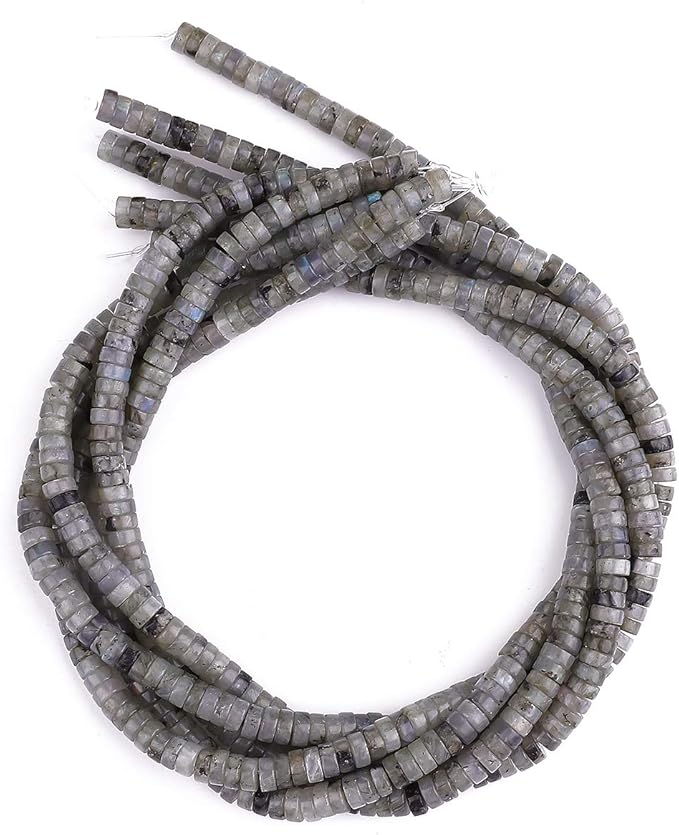 Natural Spectrolite Spacer Beads Caps Loose Semi Gemstone for Beading Jewelry Making 6mmx3mm 38cm