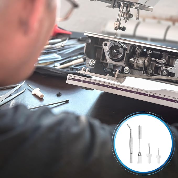 FIKLOTA 4-Piece Sewing Machine Cleaning Repair Tool Kit Includes Tweezers, Double Headed Lint Brush, Screwdrivers for Repair Overlock, Serger Service and More Sewing Machines