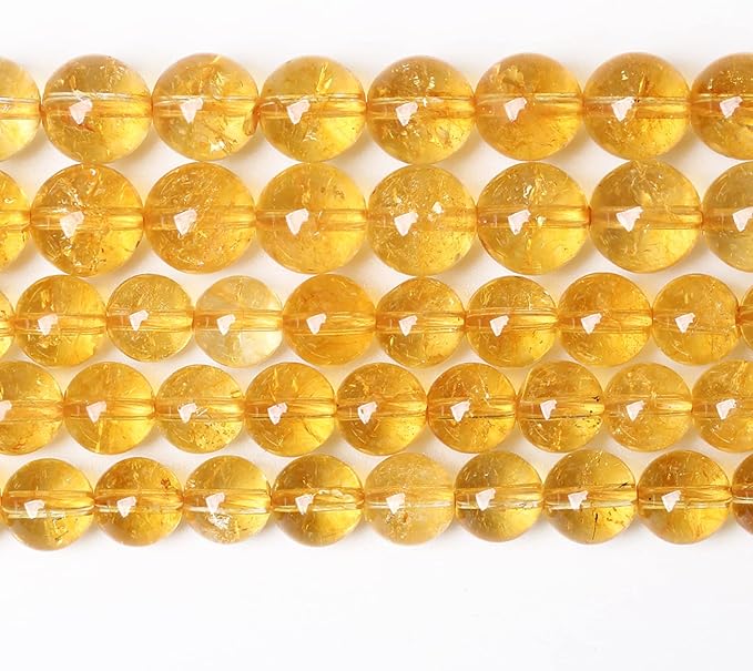 120Pcs 6mm Natural Citrine Beads for Jewelry Making Yellow Crystal Quartz Round Loose Beads DIY Bracelet Necklace Earrings 32" 2 Strands