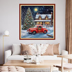 Findvoor Stamped Cross Stitch Kits for Beginner Embroidery Kits for Beginners Adults DIY 11CT Cross Stitch Patterns Needlepoint Kits Crossstitching Kits-Christmas Tree Scene 18x18 inch