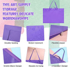 Abbylike 48 x 36 Inch Art Portfolio Bag Large Size Art Supply Bag with Nylon Shoulder Waterproof Poster Board Painting Drawing Sketch Storage Carrying Case for Christmas Artwork Gift(Purple,1 Pcs)