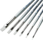 Silver Brush Limited SW-1585S Silverwhite Short Handle Bright Brushes with Soft Synthetic Taklon, 6pc Premium Artist Painting Bundle for Acrylics, Watercolor, Gauche, Ink, Dye, Craft Paint, & Tempera