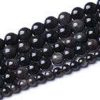 60pcs 6mm AAA Natural Obsidian Stone Beads Gemstone Round Loose Beads for Jewelry Making DIY Bracelet (Sliver Color Obsidian Stone, 6mm)