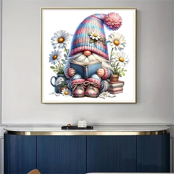 Gnome Cross Stitch Kits for Beginners Adults, Patterns Dimensions Needlepoint Art Crafts,Counted Cross Stitch Kits Embroidery Kits for Beginners Adults for Home Decor 13.8x13.8 inch