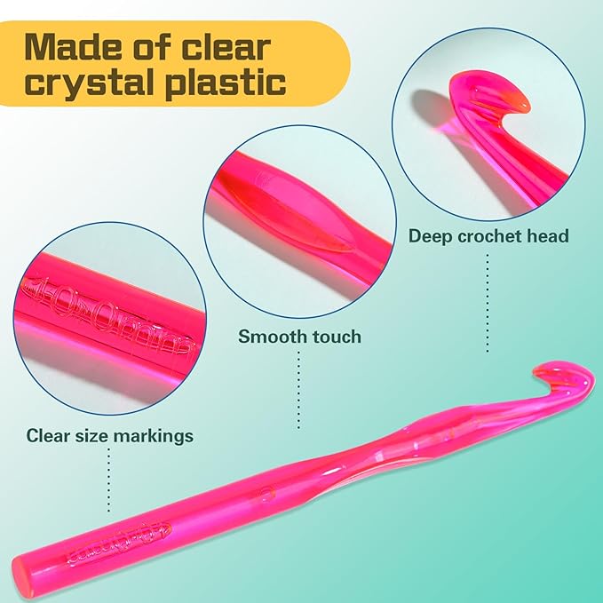 10 mm Crochet Hook, Large Crochet Hooks for Chunky Yarn Ergonomic Knitting Needles Crochet Needle for Beginners and Crocheting Yarn (10 mm)