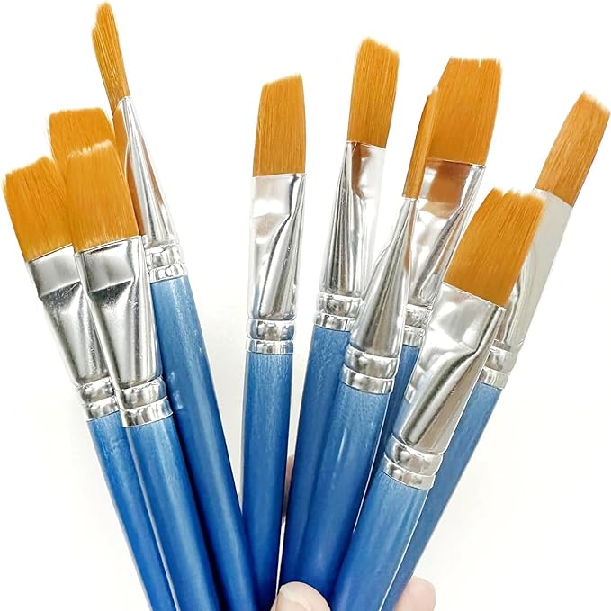 20pcs 1 inch Flat Paint Brush Set,Large Artist Acrylic Paint Brushes Nylon Hair Wood Handle for Acrylic Watercolor Oil Canvas Gouache Face Body Painting Classroom Craft Big Paint Brushes