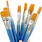 10Pcs Flat Paint Brushes for Acrylic Painting Large Paint Brush Synthetic Nylon Hair Paintbrush Artist Painting Brush for Detail Painting Oil Watercolor Face Body Art Painting (Soft Brushes)