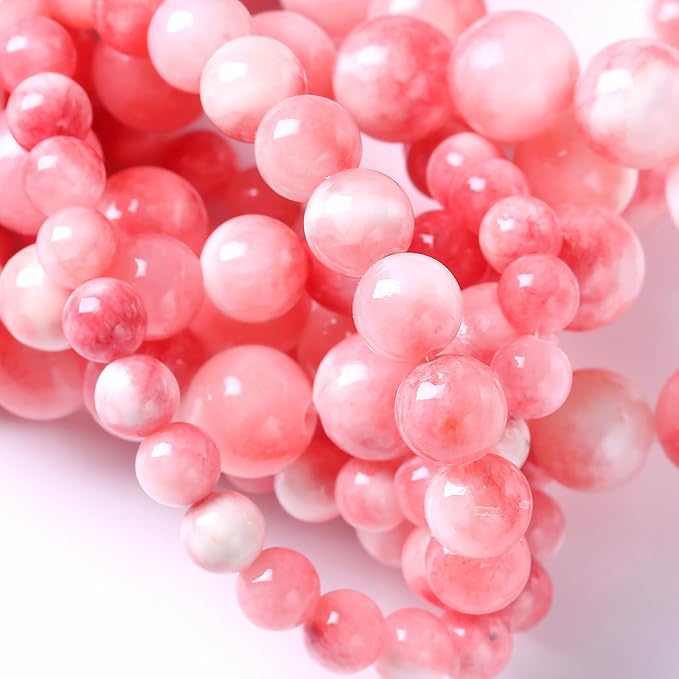 90PCS 8MM Pink Persian Jade Spacer Loose Beads for Jewelry Making DIY Bracelet Necklace 2 Strands