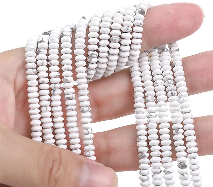 Natural White Howlite Spacer Beads Caps Rondelle Disk Loose Beads for Beading Jewelry Making 4mmx2mm 38cm