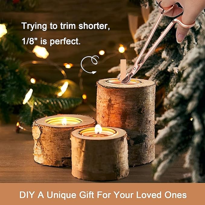 100Pcs Wood Wicks for Candles Making, 5.1x0.5x0.04inch Wood Candle Wicks Natural & Crackling Wooden Candle Wicks with Trimmer for DIY Craft