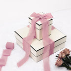 3 Rolls Dusty Rose Handmade Fringe Chiffon Ribbon 1.5 Inch x 7 Yard Silk-Like Colorful Rustic Ribbon for Bouquets Wrapping Decor Wedding Invitation Accessories