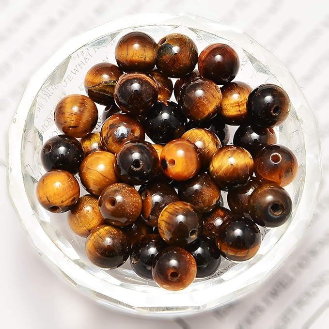 NCB 200pcs 6mm Yellow Tiger's Eye Loose Beads for Jewelry Making, Natural Semi Precious Beads Round Smooth Gemstones Spacer Beads Charms for Necklaces Bracelets (Yellow Tiger's Eye, 6mm 200Beads)