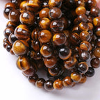 8MM Natural Stone Yellow Tiger Eye Stone with Iron Mine Beads for Jewelry Making DIY Bracelet 2 Strands 90PCS