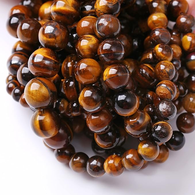 160PCS 4MM Natural Stone Yellow Tiger Eye Stone with Iron Mine Beads for Jewelry Making DIY Bracelet
