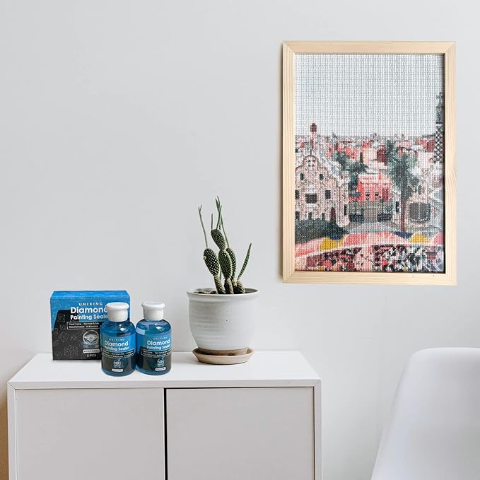 2 Pack Diamond Painting Sealer Glue with 3 Brushes, 8OZ Art Sealer Glue Accessories Permanent Hold Shine Effect for Puzzle