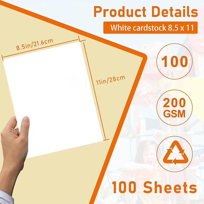 100 Sheets White Cardstock 8.5 x 11 Printer Paper, 75lb Heavyweight Certificate Paper Card Stock for Wedding, School Crafting, Memus, Making Cards, Business Cards, Invitations