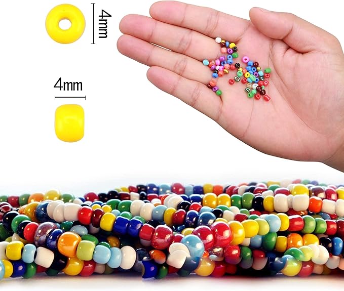 Glass Seed Beads for Bracelet Making Kit, 24 Colors 6/0 4mm Small Beads Multicolor Beading Beads with Container Box for Jewelry Making - Approx 6000pcs