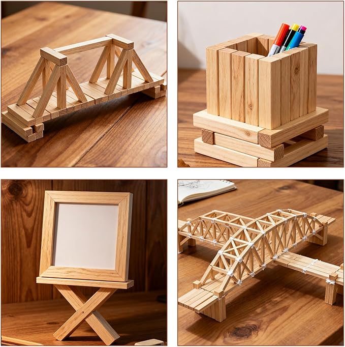 1/4" x 12" 50PCS Square Wooden Dowel Rods Small Wood Square Dowel Unfinished Bamboo Craft Hardwood Sticks Wooden Strips for Arts and DIYers, DIY Projects Home Decor Woodworking