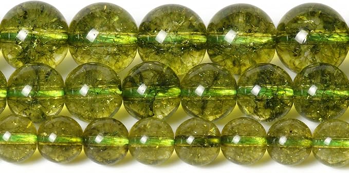 60pcs 6mm Natural Stone Beads Peridot Beads Crystal Gemstone for Jewelry Making, DIY Bracelet Necklace