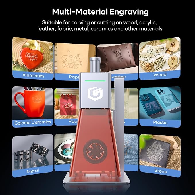 Longer Nano Pro Portable Laser Engraver, 5000mm/s High-Speed 12W Laser Engraver and Cutter, Engraving Precision 0.01 * 0.01mm, DIY Engraver Tool for Wood, Acrylic, Leather, Cloth, Metal, Ceramics