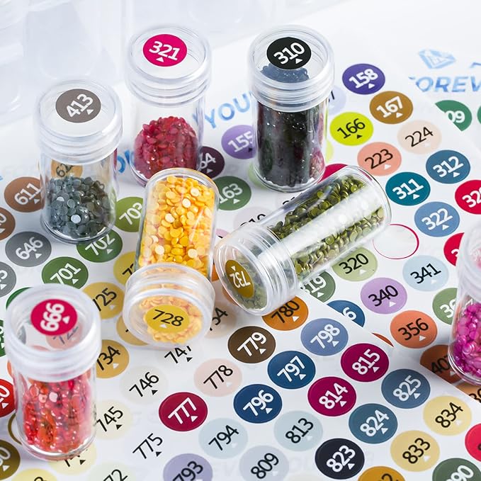 forever young Diamond Painting Storage Containers, 6 Pack 360 Grids Bead Organizer with Labels, Bead Organizers and Storage for Diamond Art Accessories and Tools Box