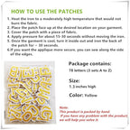 1.3 inch Iron on Letter Patches 78 Pieces, A-Z Embroidered Alphabet Patches for Clothing Jackets Hats Backpacks Jeans Yellow