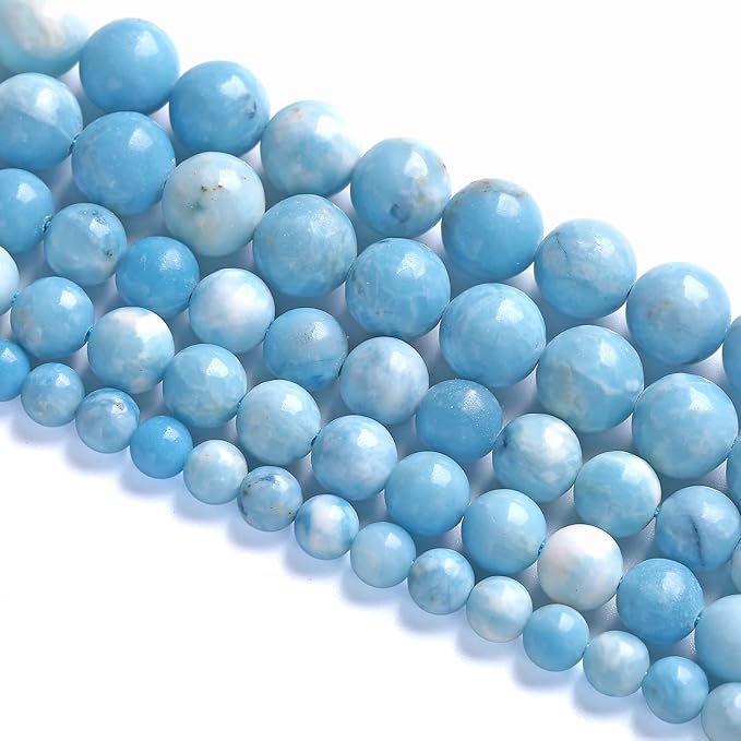 8MM 45PCS Natural Blue Larimar Gemstone Crystal Beads for Jewelry Making DIY Bracelet